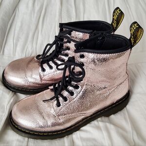 Dr. Martens 1460 Air Wair Light Pink Disco Crinkle Metallic Foil Boots